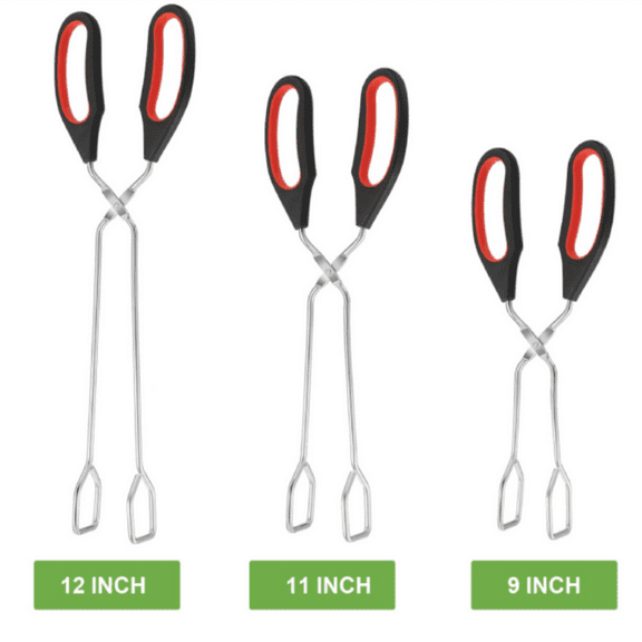 Stainless Steel Scissor Tongs With Silicone Handle Great For Kitchen Food Cooking Baking Barbecue BBQ Grilling 9,11,12 Inch (3 Pieces)