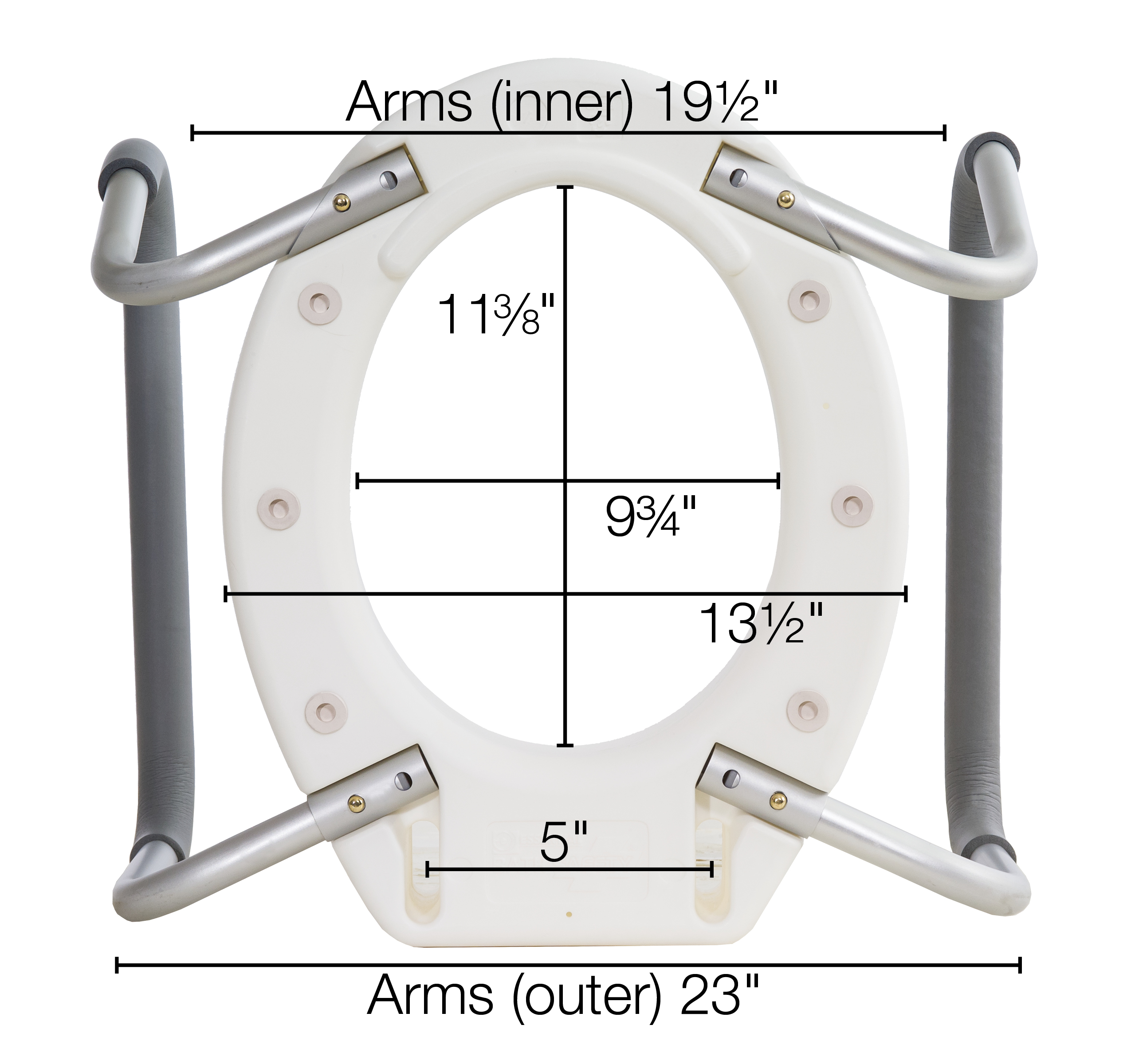 Essential Medical Supply Raised Elevated Toilet Seat Riser for a Standard Round Bowl with Padded Aluminum Arms for Support and Compatible with Existing Seat - image 5 of 8