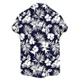 thumbnail image 5 of Men's Hawaiian Wrinkle Short Sleeve Button Down Tropical Floral Beach Vacation Shirt Black XL, 5 of 7