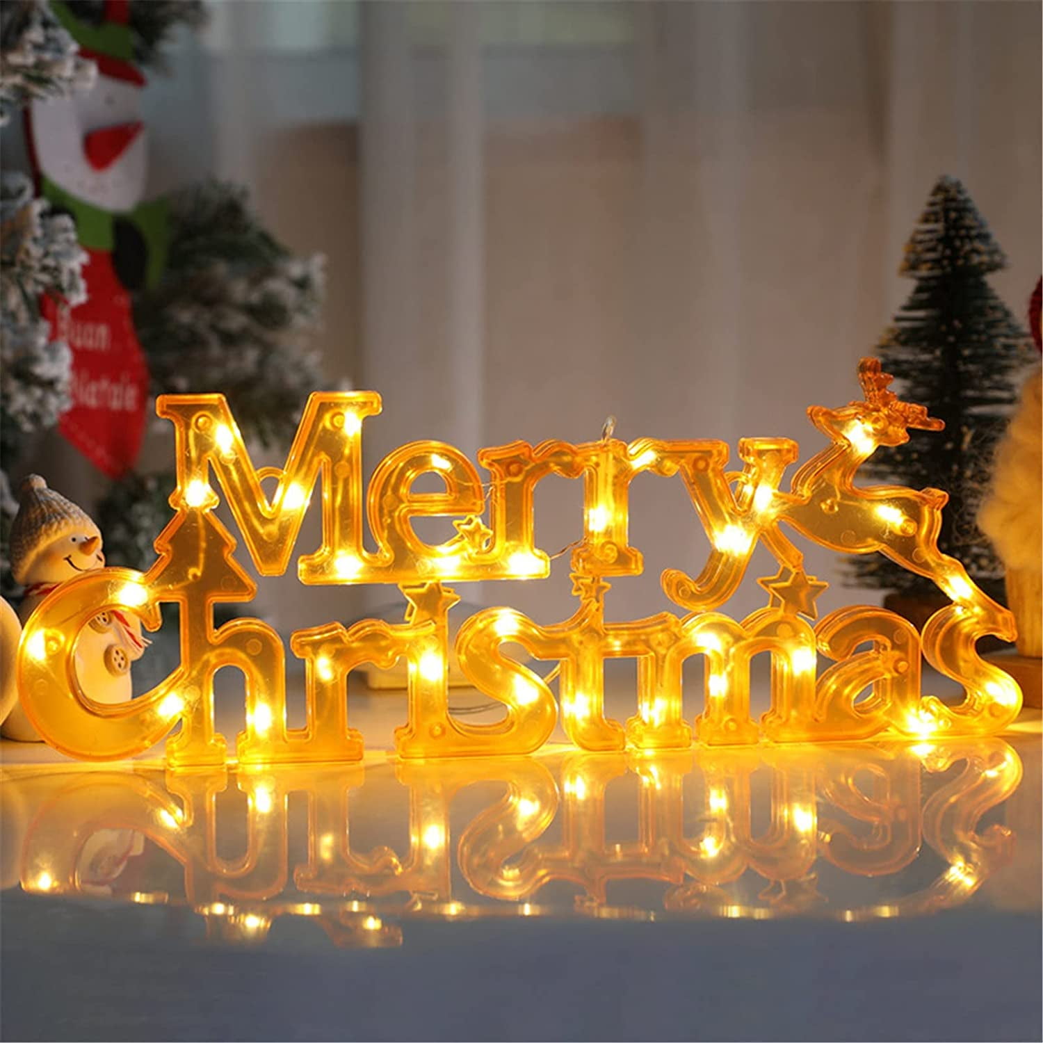 5 LED Rudolph String Light Battery Powered Christmas Tree Wreath Mantle Lighting 