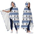 thumbnail image 2 of Wearable Blanket,Blue Chicken Stripe Pattern Hooded Wearable Flannel Blanket for Adults & Teens,Winter Poncho Shawl Wrap Cape Cozy Anti-Pill,50"x60", 2 of 5