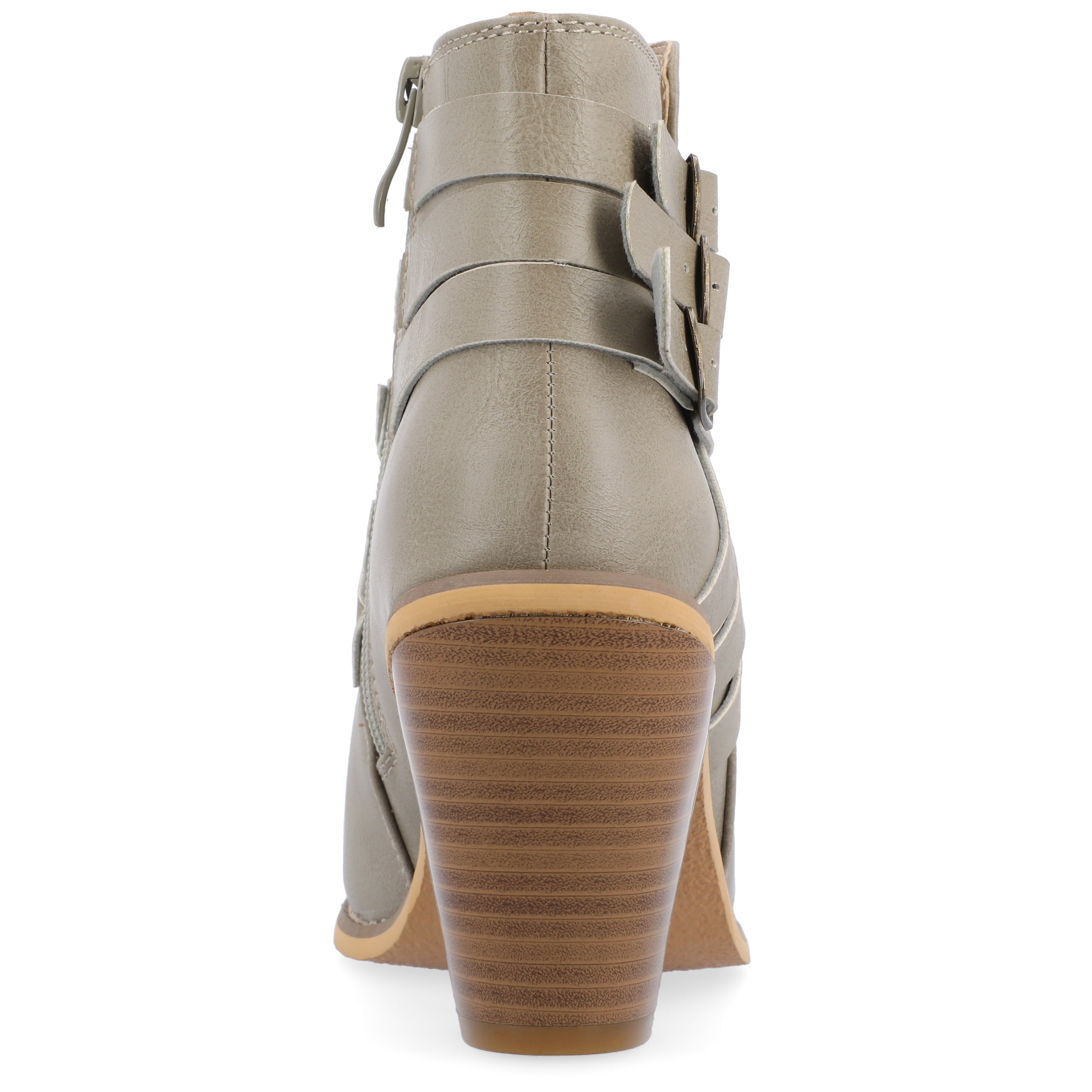 Journee Womens Strap Inside Zip Stacked Heel Booties, Widths Available