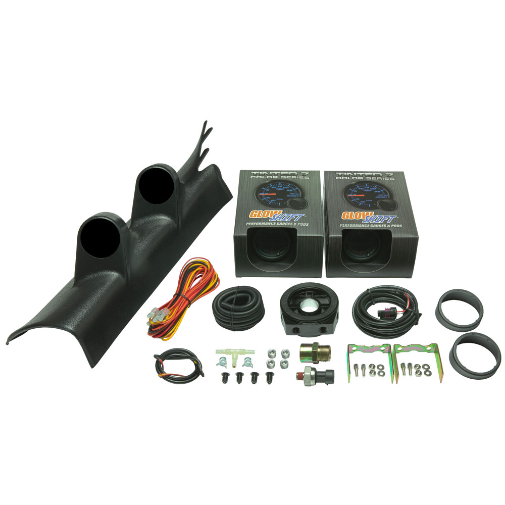 GlowShift 20102015 Chevy Gen5 Camaro Black Full Size Dual Pillar Pod with Tinted 7 Color