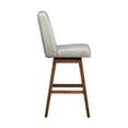 thumbnail image 4 of Rico 30 Inch Swivel Barstool Wingback Chair, Beige Fabric, Brown Wood Legs, 4 of 5