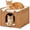 Natural, variant on Cat Bed with Ears - Handwoven Rattan Cat Cave House for Indoor Kittens, Foldable Hideaway with 2 Removable Cushions, 16.5x16.5x13.2 Inch Natural Pet Cube for Living Room/Bedroom Natural