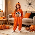 thumbnail image 2 of jiaxiM Printed Onesie, Zip Jumpsuit, Halloween Sleep Outfit, Cartoon Pumpkin Graphic Plush One Piece, Breathable Indoor Wear, 2 of 4