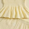 thumbnail image 5 of Sopiago Toddler Girl Clothes 2Pcs Baby Girl Summer Outfits Ruffle Sleeveless Shirts Floral Tops + Shorts Clothing Set Beige,9-12 Months, 5 of 7