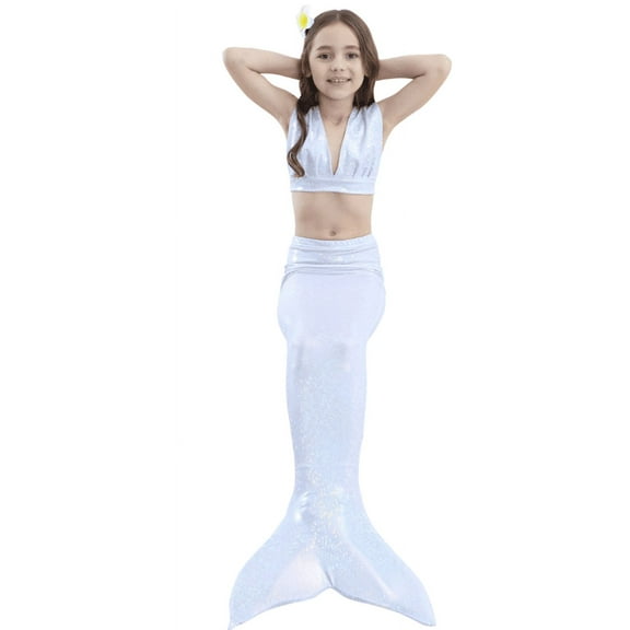 Wenchoice White Shinny Mermaid Tail 3 Pieces Swimming Suit S(1-2Y)