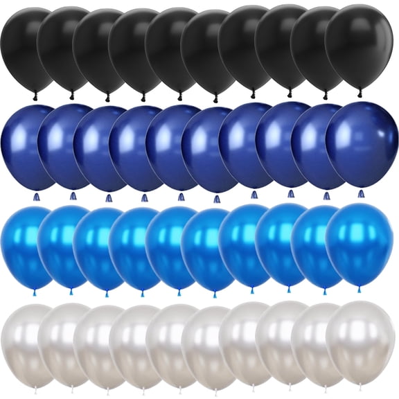Blue and Black Balloons,30Pcs 12inch Navy Blue and Metallic Silver Dark Blue Black Ballons for Birthday Wedding Graduation Party Decorations