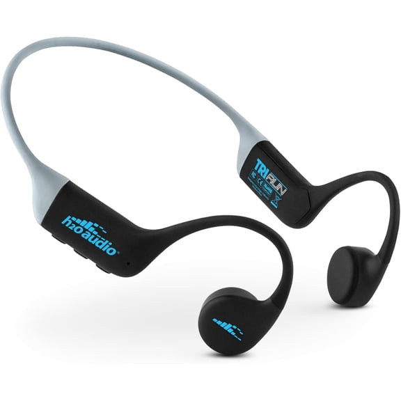 H2O Audio TRI Run Open Ear Bone Conduction Headphones. Sweatproof Multisport Headphones for Running, Cycling, and Paddling. Wireless Wrap Around Sport Earbuds, IPX8 Waterproof, Bluetooth 5.3