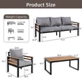 thumbnail image 3 of 4-Piece Outdoor Patio Furniture Set, A-cacia Wood Patio Sectional Sofa Conversation Set with Coffee Table and All-Weather Cushions for Garden and Backyard, Grey, 3 of 9