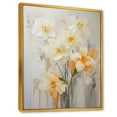 thumbnail image 2 of Designart "Minimalist Daffodils In White And Orange I" Daffodils Floater Framed Wall Art Prints, 2 of 5