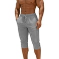 thumbnail image 6 of Mens Cropped Pants Drawstring Elastic Waist Capri Pants Casual Lightweight Jogger Pants Summer Breathable 3/4 Length Workout Lounge, 6 of 9