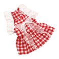 thumbnail image 4 of CSChome Pet Dress Adorable Lace Stitching Ruffle Sleeve Plaid Print Pet Dog Bowknot Princess Daily Wear, 4 of 6