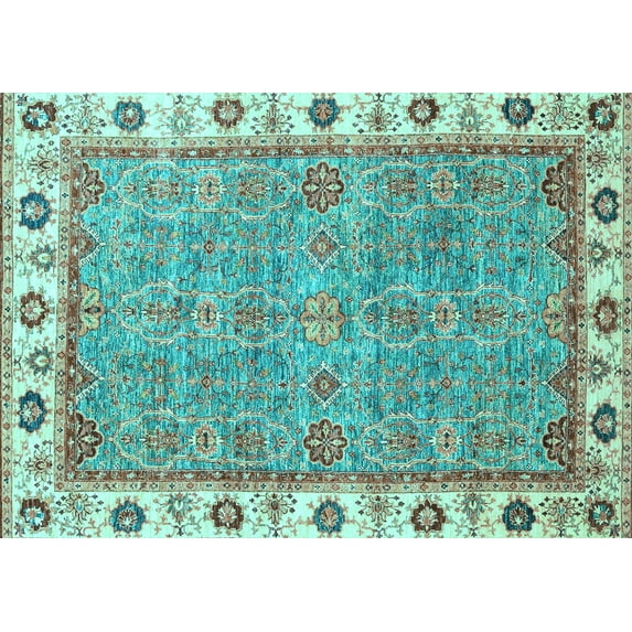 Ahgly Company Indoor Rectangle Oriental Light Blue Traditional Area Rugs, 2' x 5'