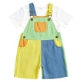 thumbnail image 5 of LJEFF Kids Color Block Overalls Shorts, Breathable Summer Casual Adjustable Straps Summer Toddler Jumpsuit Blue Size 3 T, 5 of 6