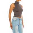 thumbnail image 4 of Women's Ribbed Sleeveless High Turtleneck Fitted Knit Crop Tank Top, 4 of 6