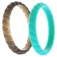 thumbnail image 1 of Juego de anillos trenzados apilables de boda de silicona - Turquesa de ROQ para mujer - Anillo de 2 x 10 mm, 1 of 1