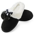 thumbnail image 5 of Women's Soft and Cozy Ribbon Bow Plush Slippers With No-Slip Rubber Sole For Indoor, Outdoor, Spa Use (Black), 5 of 7