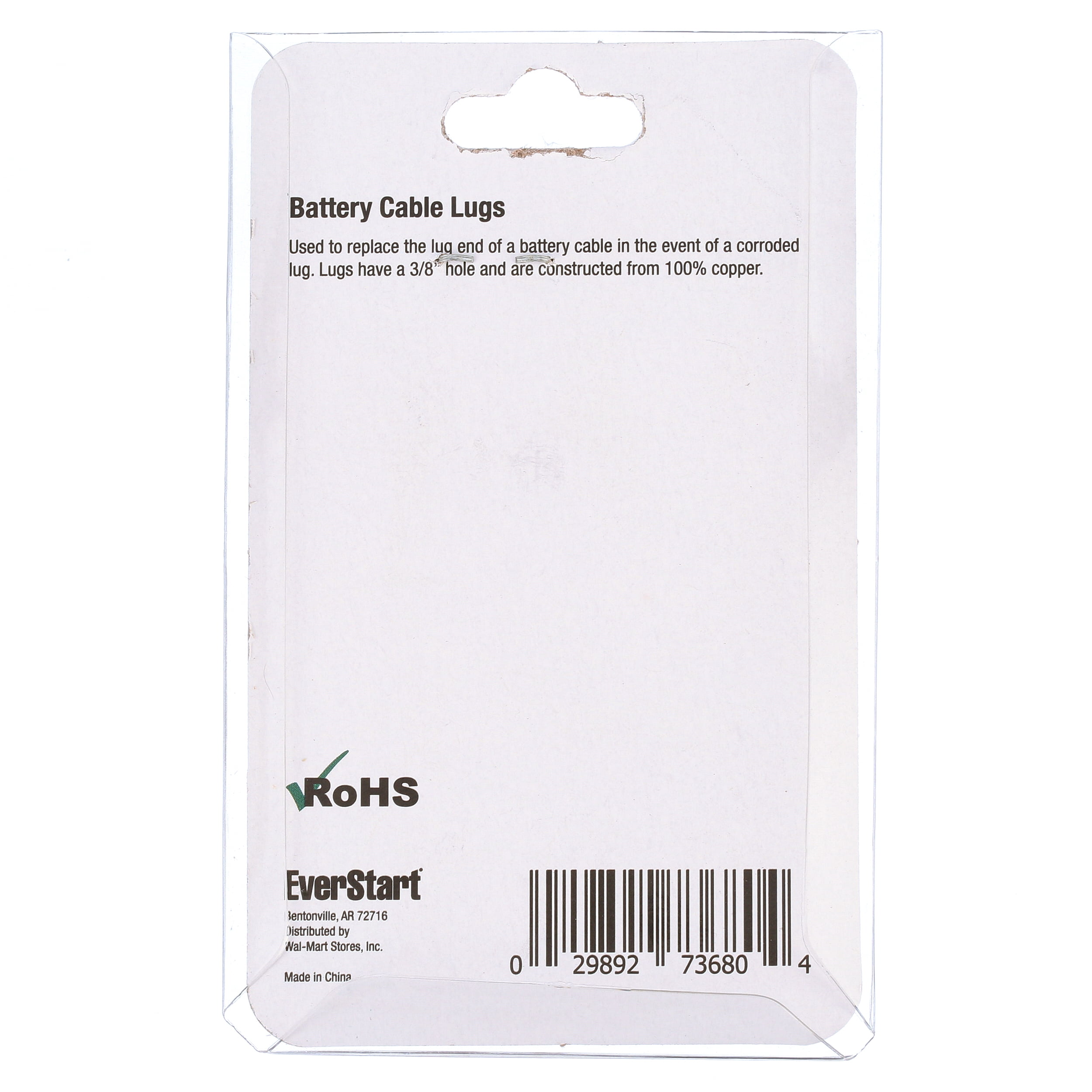 Everstart 4-6 Gauge 3/8 Inch Copper Lugs, 2 Pack, 100% Copper