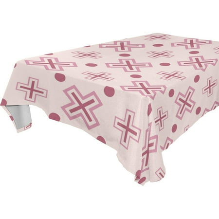 

POPCreation Wine Red Cross Pattern And Dots Tablecloth 52x70 inches