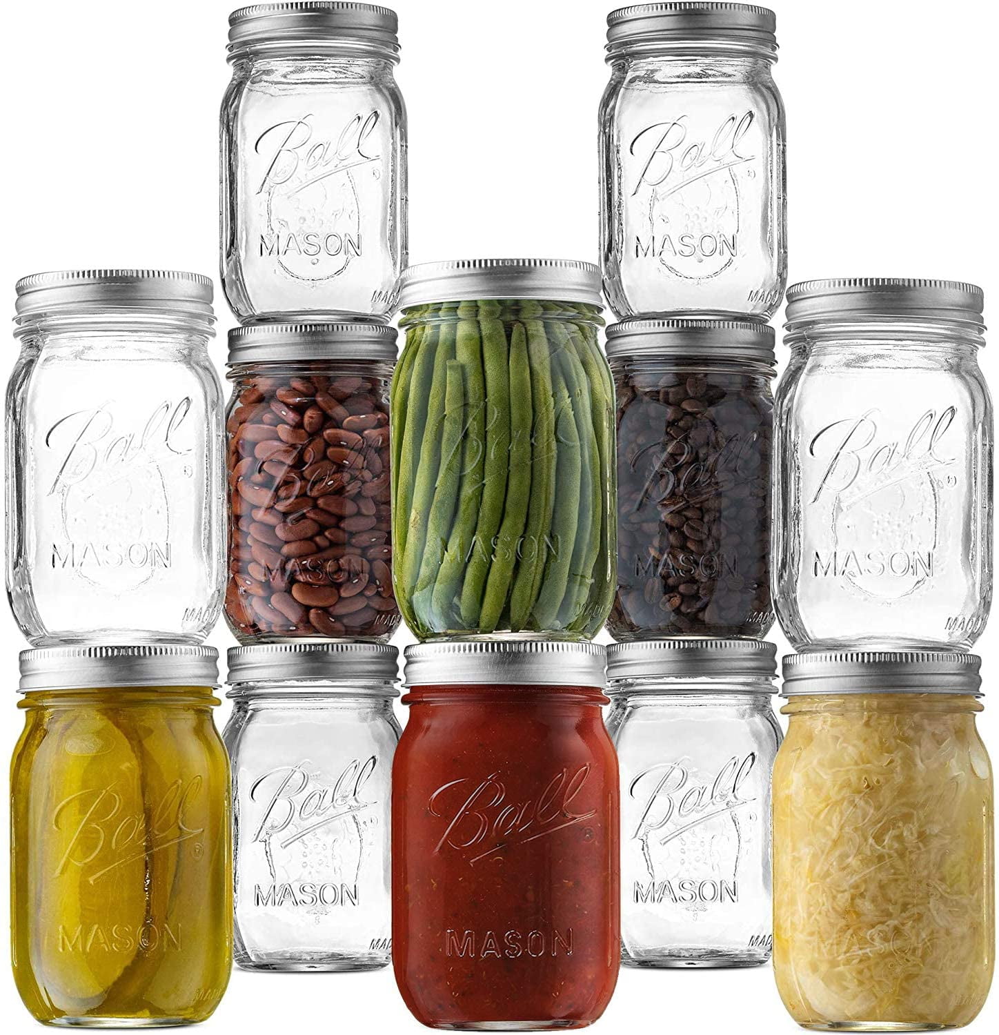 SKOCHE Mason Jars 16 oz 12 Pack with Airtight Lids and Bands, Ideal for  Canning, Honey, Fermenting, Pickling, Meal Prep, DIY Decors, Fruit  Preserves, Jam or Jelly with 12 Labels 16oz 12 Pack 