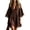 Brown, variant on Women Boho Lace V‑Neck 3/4 Bell Sleeve Short Mini Dress, Loose Crochet Lace Trim Beach Cover‑Up Dress for Summer Vacation,White,M