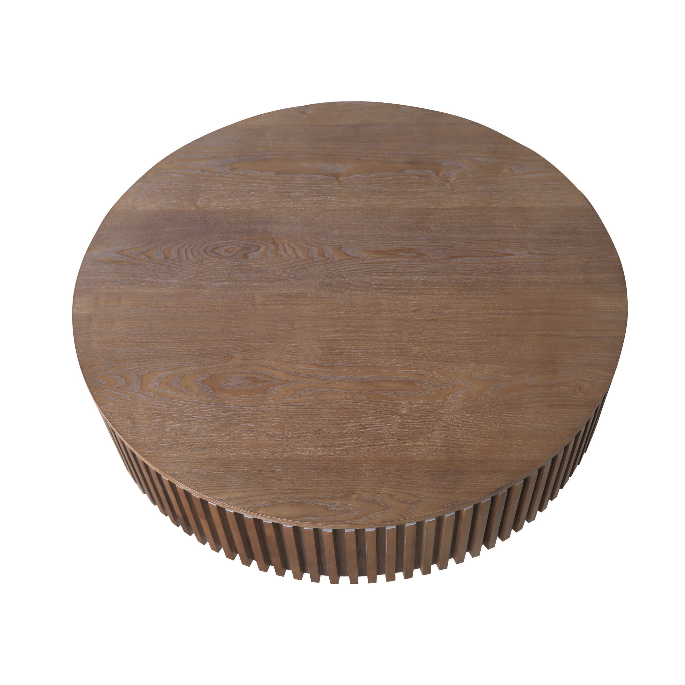 39.37'' Round Coffee Table with Removable Lid & Hidden Storage, Solid Wood Veneered End Table, Fluted Accent Cocktail Table