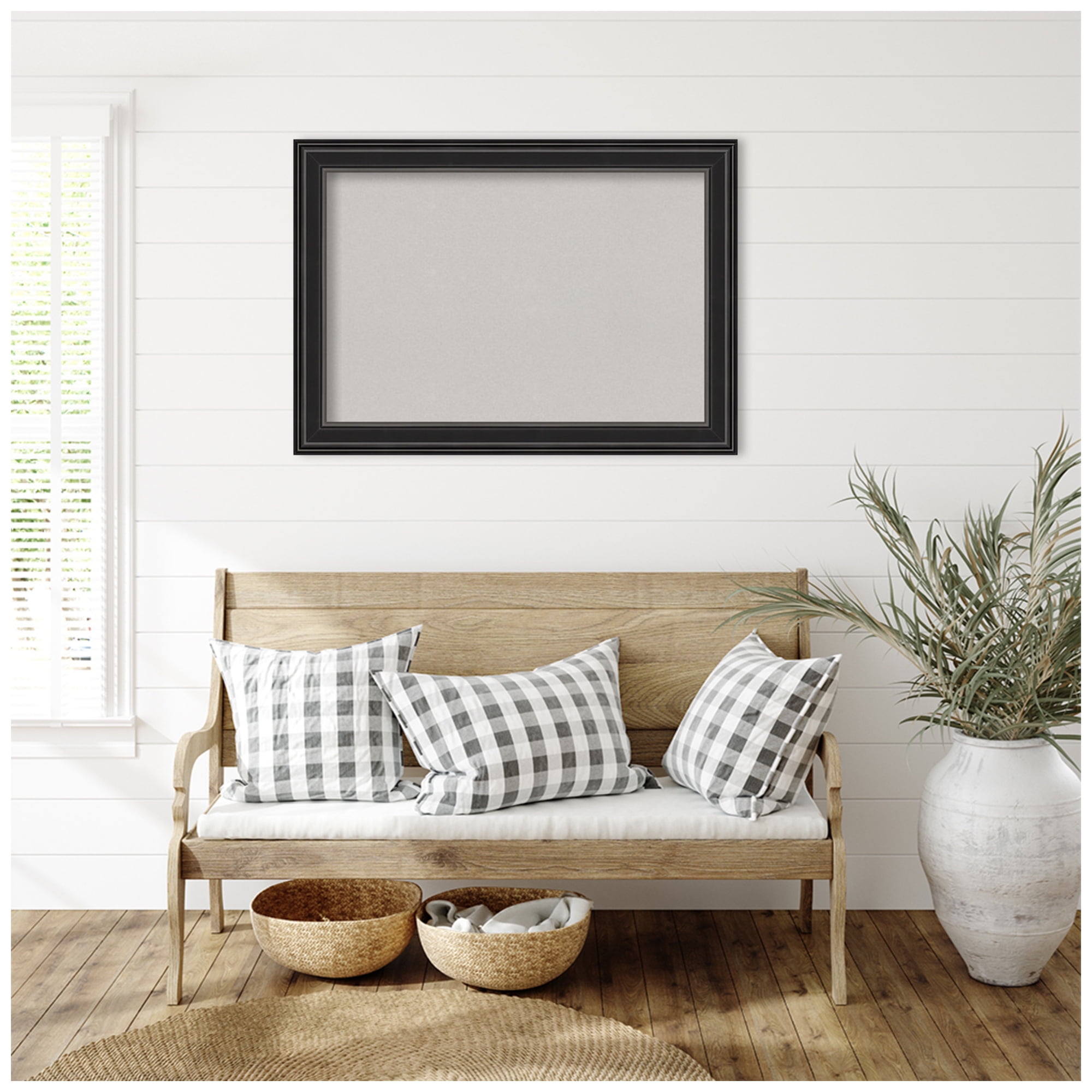 Amanti Art Grey Cork Board Framed Ridge Black Bulletin Board 42 in. x 30 in.