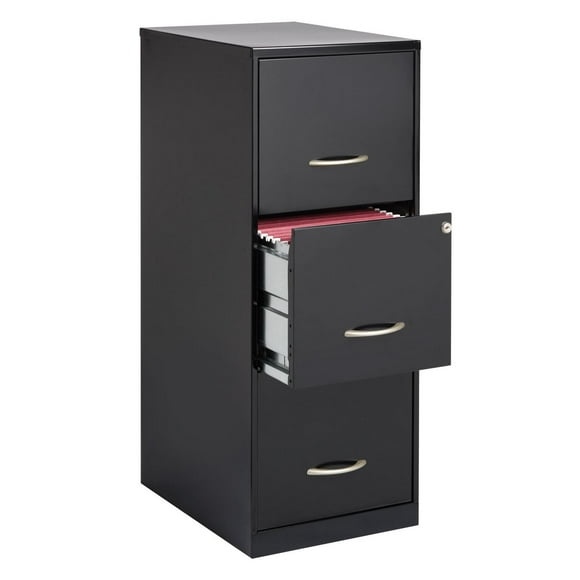 Space Solutions 18" Deep 3 Drawer Smart Letter Width Vertical File Cabinet, Black