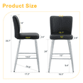 thumbnail image 4 of Ciphrias Bar Stools Set of 2, Black PU Leather Upholstered Counter Height Chairs with Backrest Footrest Silver Metal Legs for Kitchen Island Bar, 4 of 8