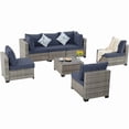 thumbnail image 3 of Howcool 7-Piece All-Weather Wicker Rattan Outdoor Patio Furniture Set,Modular Patio Conversation Furniture Set with Thick Cushions & Tempered Glass Table, 3 of 10