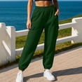 thumbnail image 3 of Iyufng Women Cargo Jogger Sweatpants Elastic High Waist Ribbed Ankle Cuff Loose Casual Pants with Pockets, 3 of 7