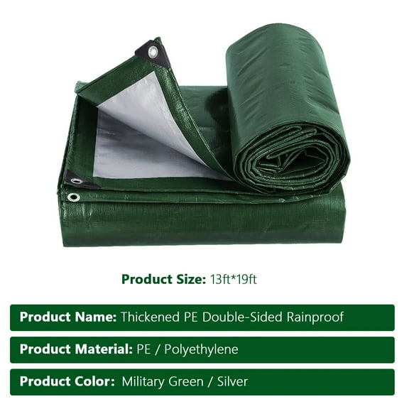 Heavy-Duty Tarpaulin, Heavy Duty Tarp 13' x 19' Rain and sun protection,for Tarpaulin Canopy Tent,Boat,RV or Pool Cover