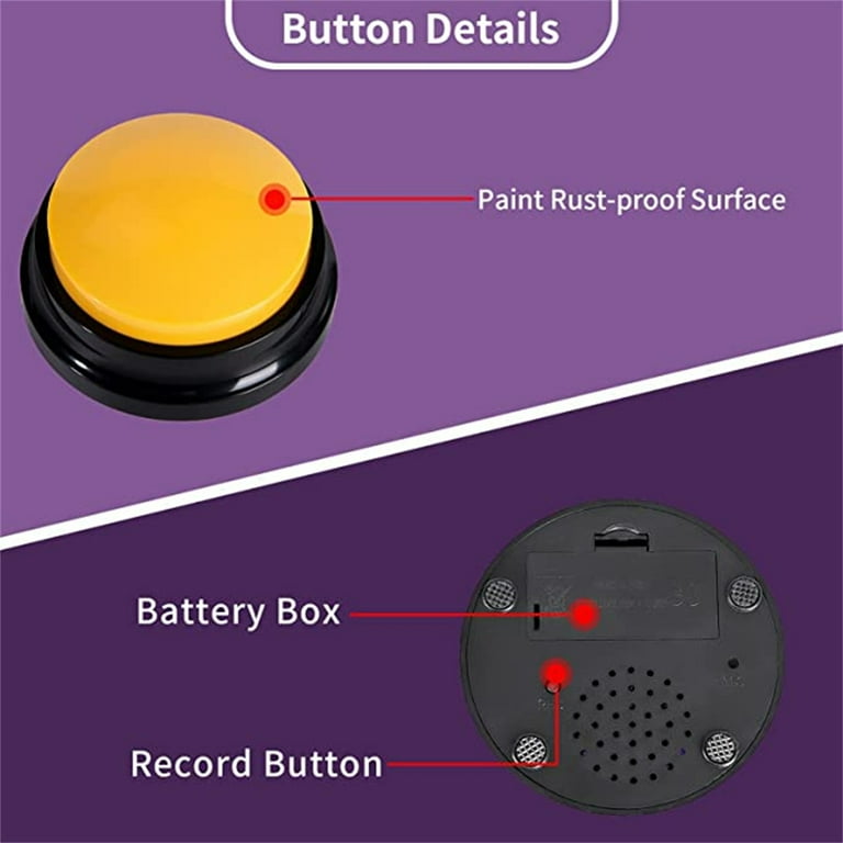 Squeaky Dog Toys Recordable Dog Training Clicker Button Pet Sound Button Tester Kit Talking Buttons for Dogs and Cats Pet Sound Training Toy
