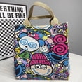 thumbnail image 3 of Women High Capacity Canvas Cartoon Pictures Lunch Bag Mommy Bag Printed Handbag Tote Bags 3, 3 of 8