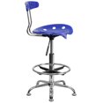 thumbnail image 3 of Vibrant Nautical Blue and Chrome Drafting Stool with Tractor Seat, 3 of 9