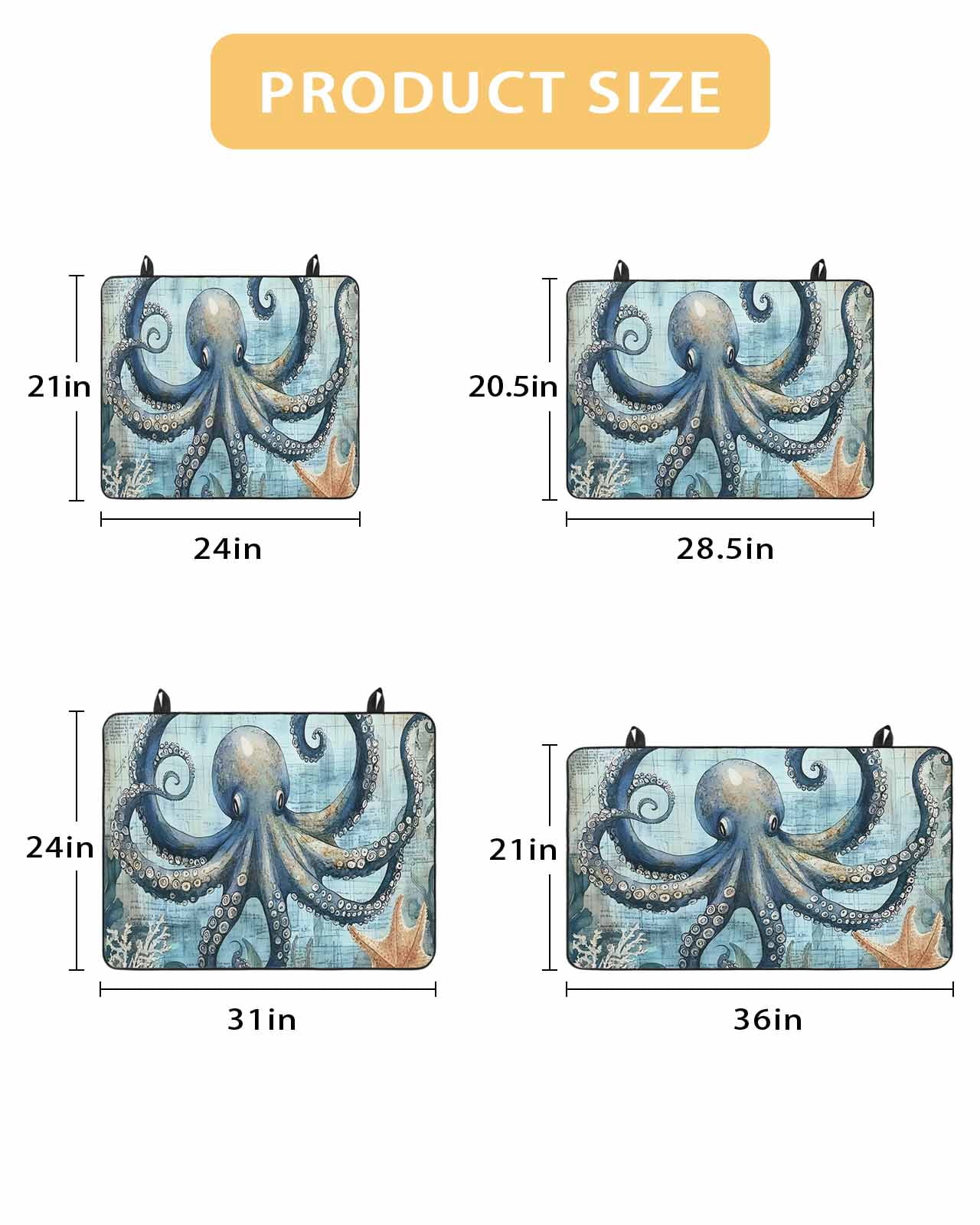nqOlkjepod Large Induction Cooktop Protector Mat 31"x24", Ocean Octopus Stove Top Covers for Electric Stove, Vintage Coastal Watercolor Starfish Coral Stove Burner Cover Mats, Glass Top Stove Cover