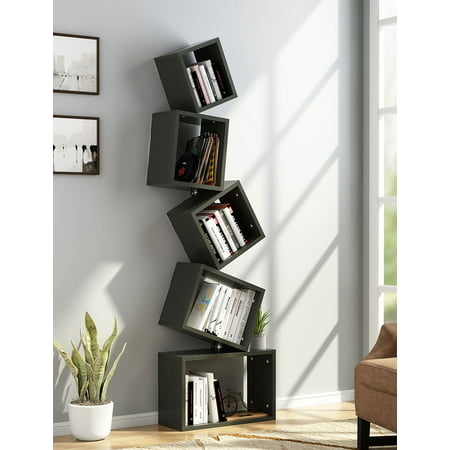 Tribesigns 5 Shelf Bookshelf Modern Bookcase Wall Mount Floating