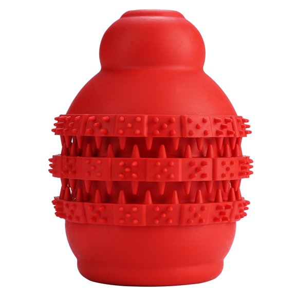 Gourde en Forme de Chien IQ Traiter Jouet Alimentaire Interactif Distribution Dents de Chien Nettoyage Morsure Jouet (Rouge)