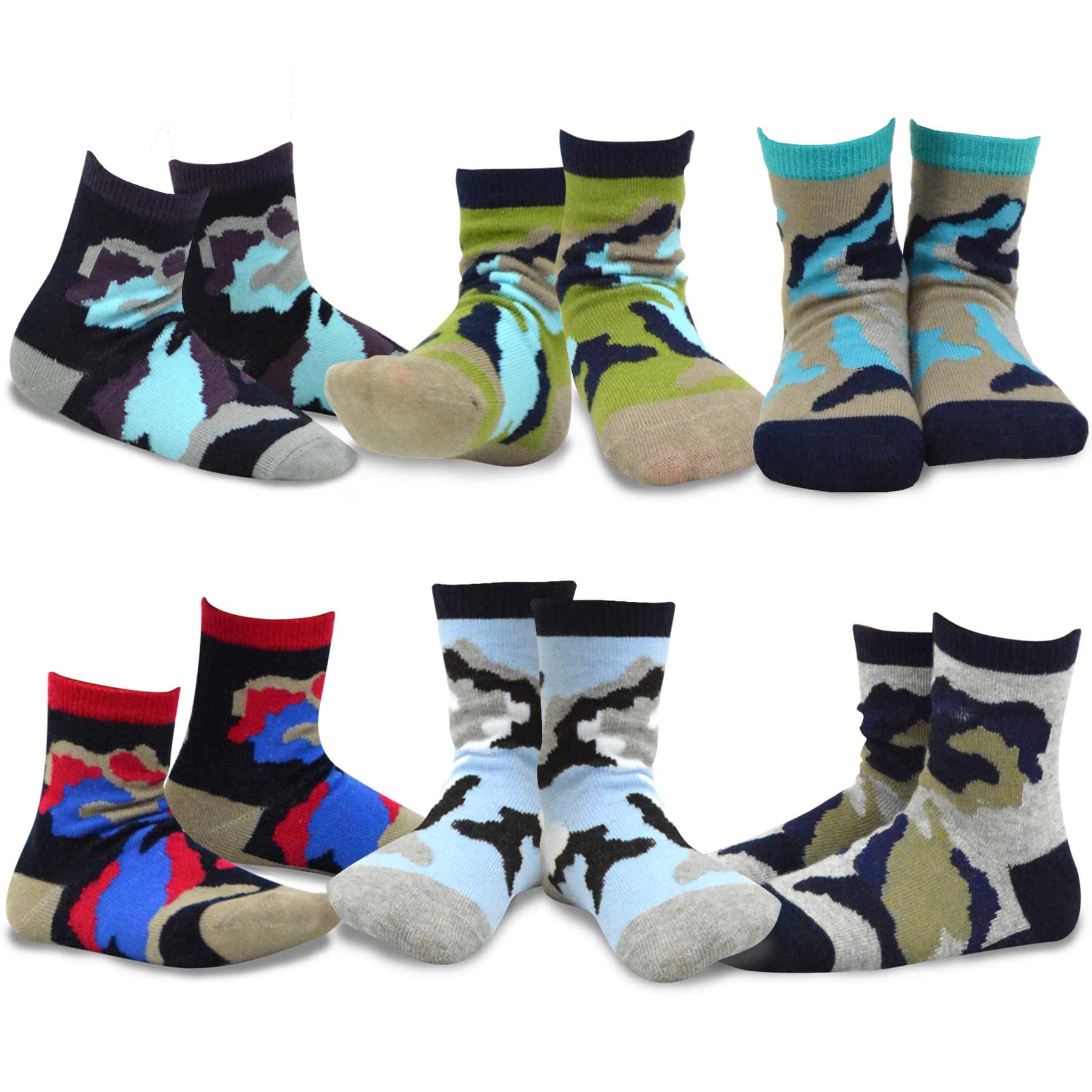 TeeHee Socks TeeHee Kids Boys Cotton Fashion Fun Crew Socks 6 Pair