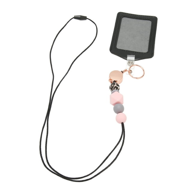 Lanière Réglable en Silicone Transparent avec Perles et Porte-Clés Multi-Usage pour Entreprises Salons Professionnels