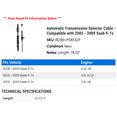 thumbnail image 2 of Automatic Transmission Selector Cable - Compatible with 2005 - 2009 Saab 9-7x 2006 2007 2008, 2 of 2