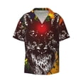 thumbnail image 2 of Lsque Wolf With Wildflowers print Men's Cuban Collar Short Sleeve Shirt Summer Beachwear Casual Button Down Fashionable Vacation Leisure Shirt-Small, 2 of 7