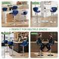 thumbnail image 5 of Adjustable Swivel Bar Stools Set of 2 , Modern PU Leather Upholstered Bar Chairs with Chrome Base for Kitchen Island, Dining Room, Pub, Counter (Blue), 5 of 10