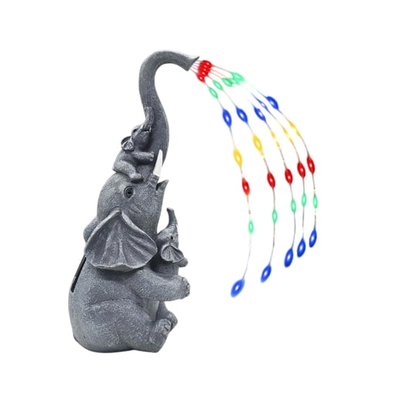 Solar Elephant Statue Family Set Garden Elephant Statue Outdoor - Solar Watering Lights, Perfect for Yard, Patio, and Pathway Decor - Ideal Gardening Gifts