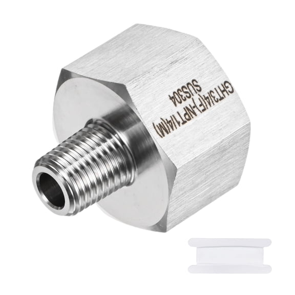 Uxcell 1-Pack Garden Hose Adapter, 304 Stainless Steel 3/4" GHT Female x 1/4" NPT Male Threaded Connector with Tape