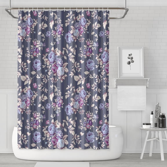 Floral Shower Curtain Watercolor Botanical Bathroom Decor Rustic Flower Design Fabric Bath Curtain for Tub Country Style Home Accessories with Hooks,36x72in