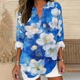thumbnail image 4 of Fmbrln Womens Plus Size Trendy Floral Print Shirts Fall Fashion V Neck Button Long Sleeve Tops Casual Loose Comfy Blouse Blue M, 4 of 4