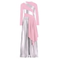thumbnail image 2 of XUNZOO Kids Girls Metallic Church Robe Worship Gown Wide Leg Pants Set Liturgical Lyrical Praise Dance Dress Pink 10, 2 of 6